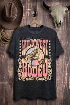 Lotus Fashion Wild West Rodeo Graphic Top Vintage Black Mineral Wash Lotus Fashion Collection