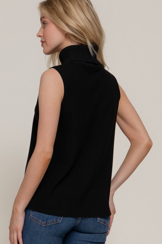 Active Basics Sleek & Simple Black Turtleneck Soft Knit Top