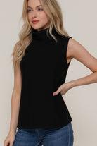 Active Basics Sleek & Simple Black Turtleneck Soft Knit Top