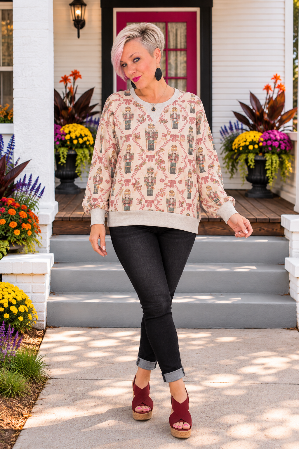 Haptics Nutcracker Sweet Printed Sweatshirt