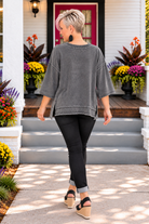 Zenana Vintage State Of Mind Black Washed Boxey Top