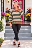 Haptics Stripes and Spice Pullover
