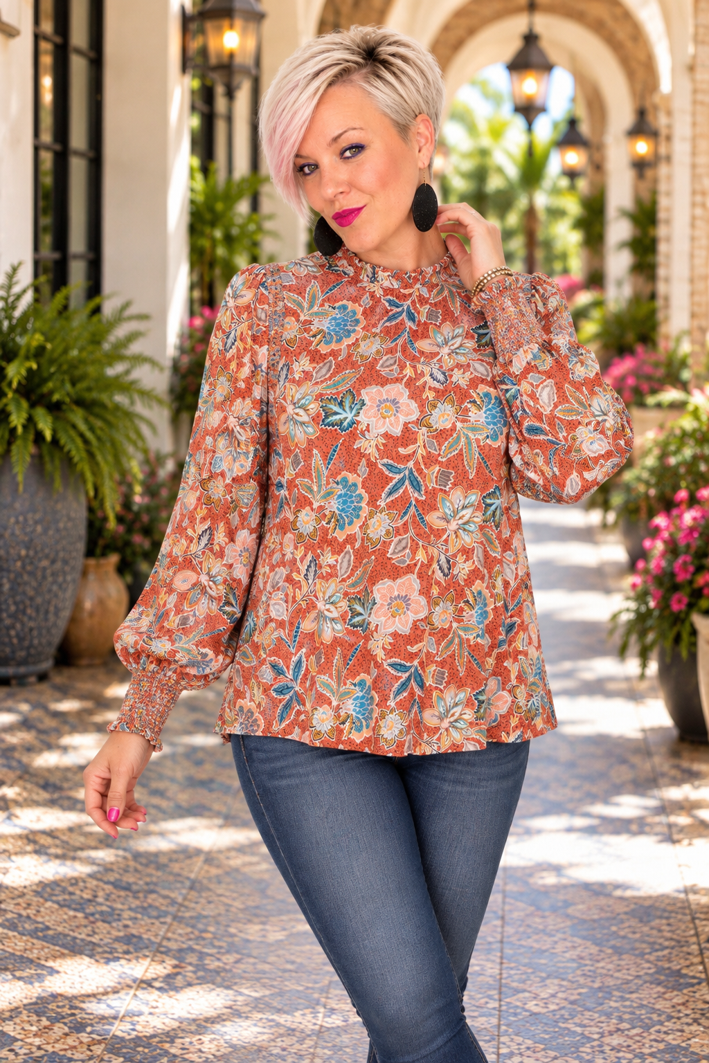 Savanna Jane Floral Delight Long Sleeve Blouse Tops