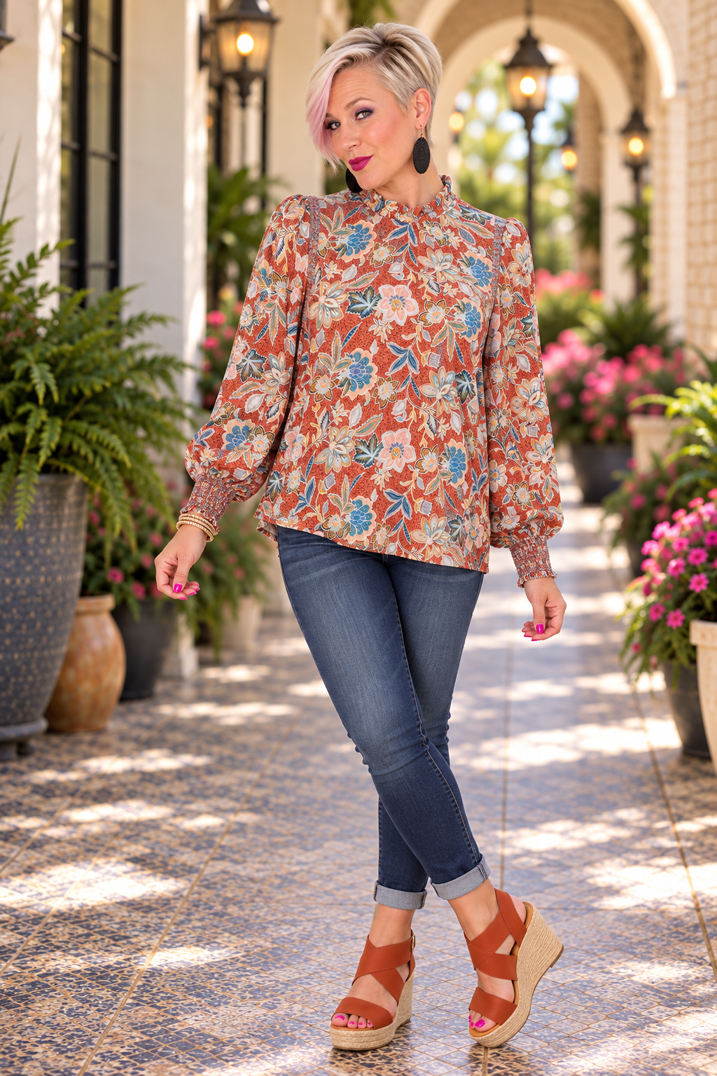 Savanna Jane Floral Delight Long Sleeve Blouse Tops