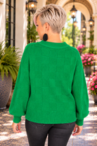 Jodifl A Song to Sing Monochromatic Checkered Sweater Knit Pullover Tops