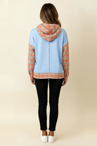 Haptics Cream + Plaid Check Color Block Star Patchwork Hoodie