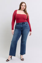 Judy Blue Raw Hem Mid Rise Jeans w/ Tint Jeans