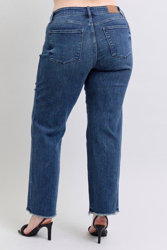 Judy Blue Raw Hem Mid Rise Jeans w/ Tint Jeans