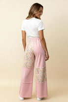 Haptics French Terry Floral Color Block Straight Leg Pants – Light Blue