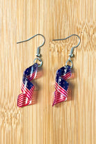 American Flag Acrylic Ribbon Twirl Dangle Earrings ICON