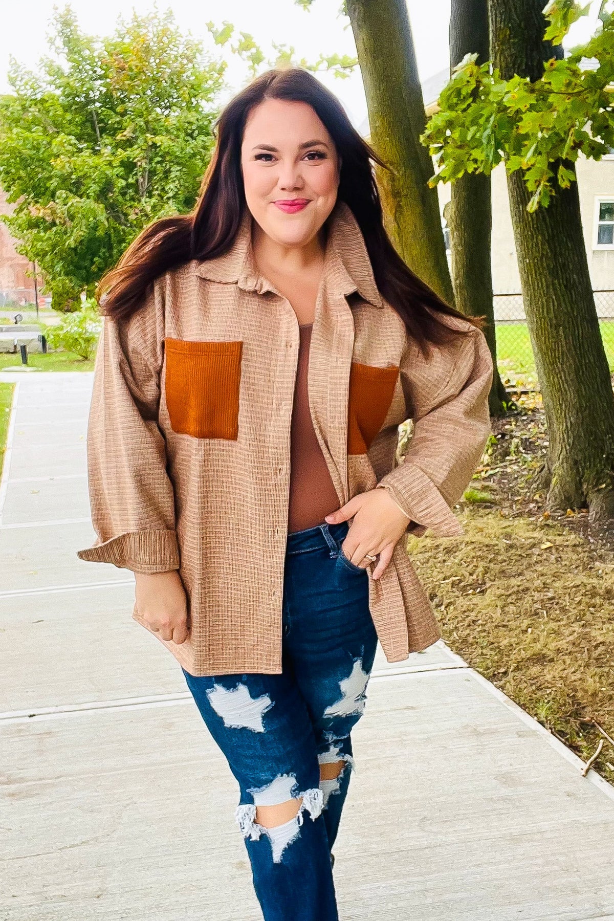 Haptics Rust Flannel Plaid Oversized Shacket 2024 Blow-Out Sale