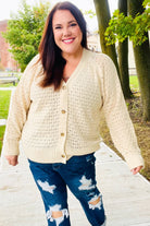 Haptics Follow Me Oatmeal Pointelle Knit Button Down Cardigan Final Sale 2024 Blow-Out Sale