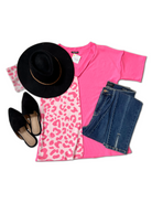 Heimish Split Decision Pink Leopard Print Short Sleeve Top Shirts & Tops