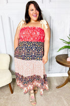 Haptics Vacay Vibes Orange Floral Smocked Tube Top Tiered Maxi Dress 07-01-25 Summer Sale