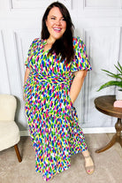 Haptics All For You Navy Multicolor Abstract Print Smocked Waist Maxi Dress Final Sale
