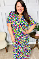Haptics All For You Navy Multicolor Abstract Print Smocked Waist Maxi Dress Final Sale