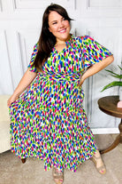 Haptics All For You Navy Multicolor Abstract Print Smocked Waist Maxi Dress Final Sale