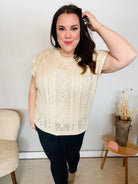 Haptics Beige Dolman Short Sleeve Crochet Sweater Top