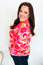 Haptics Find Love Red/Pink Fitted Floral Print Buttery Soft Knit Top