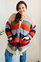 Haptics Multicolor Striped Slouchy Open Cardigan 2024 Blow-Out Sale