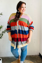 Haptics Multicolor Striped Slouchy Open Cardigan 2024 Blow-Out Sale