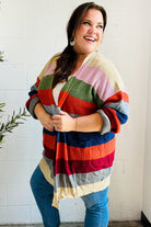 Haptics Multicolor Striped Slouchy Open Cardigan 2024 Blow-Out Sale