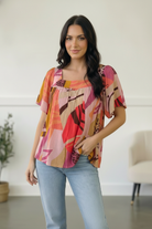 And The Why Art Walk Abstract Print Blouse