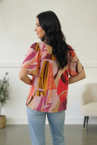 And The Why Art Walk Abstract Print Blouse