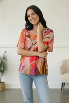 And The Why Art Walk Abstract Print Blouse