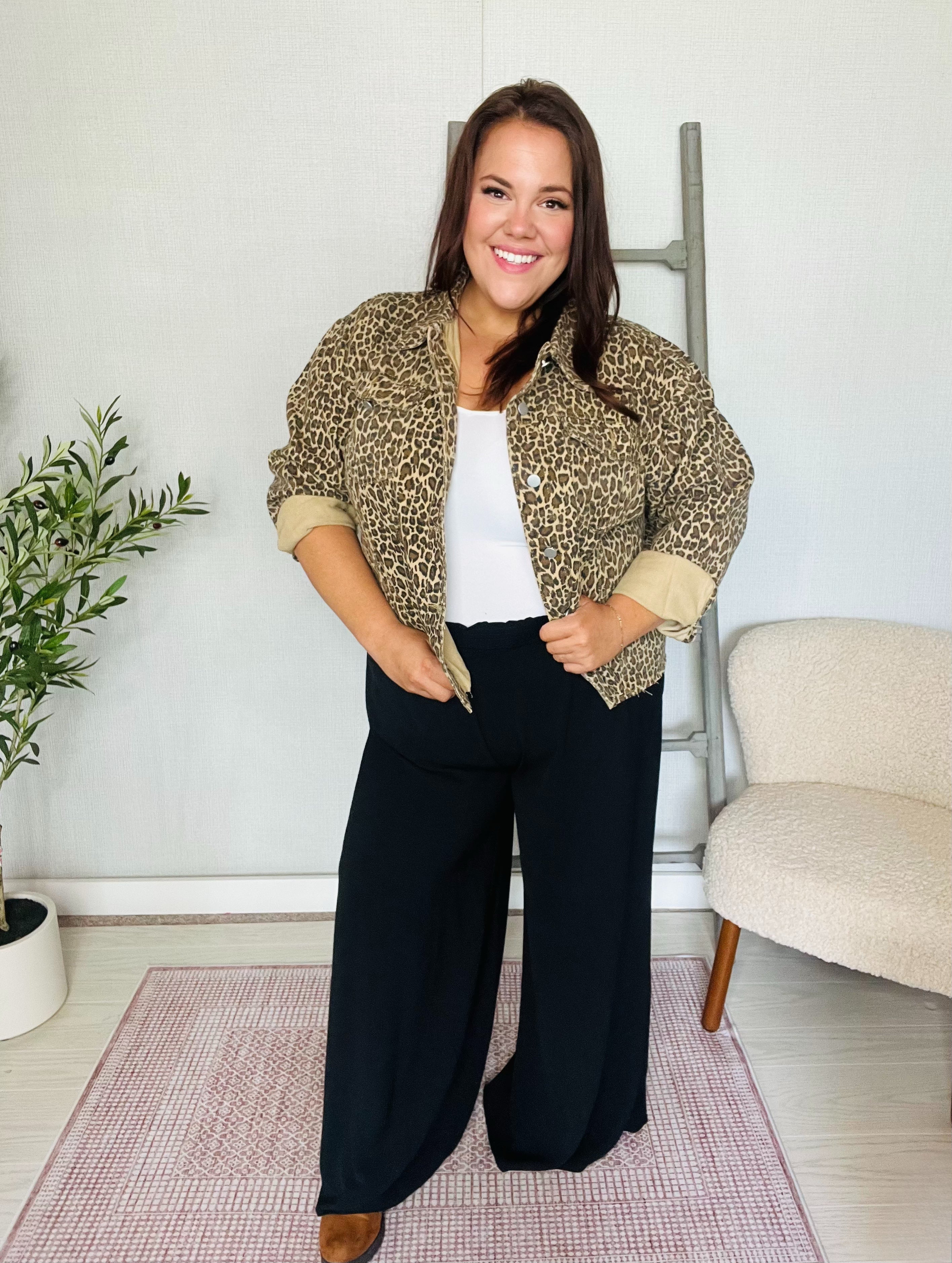 Haptics Button Down Loose Fit Leopard Jacket