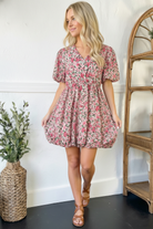 And The Why Freshly Picked Pink Florals Cotton Bubble Dress