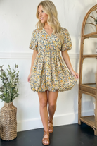 And The Why Freshly Picked Yellow Florals Cotton Bubble Dress
