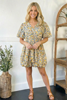 And The Why Freshly Picked Yellow Florals Cotton Bubble Dress