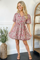 And The Why Freshly Picked Pink Florals Cotton Bubble Dress