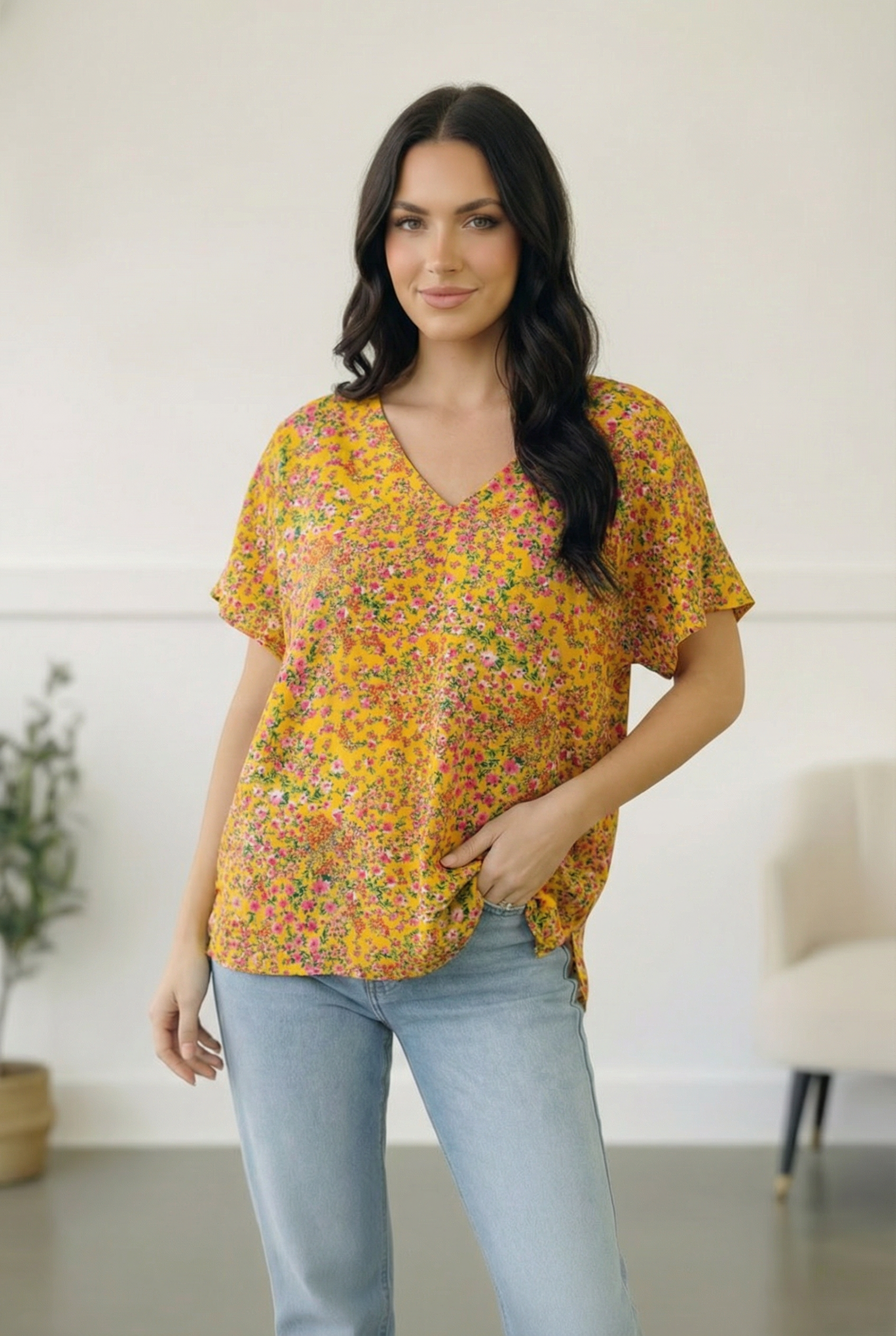 Savannah Jane Sunlit Meadow Floral Top