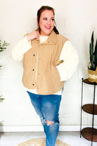 Haptics Fall Vibes Taupe Corduroy Snap Button Quilted Vest Haptics