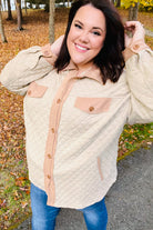 Haptics Taupe Quilted Knit Button Down Shacket 3X Haptics