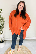 Haptics Everyday Rust Button Down Sharkbite Cotton Slub Tunic Top Haptics