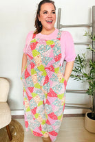 Haptics Stand Out Multicolor Boho Patchwork Wide Leg Overall Jumpsuit
