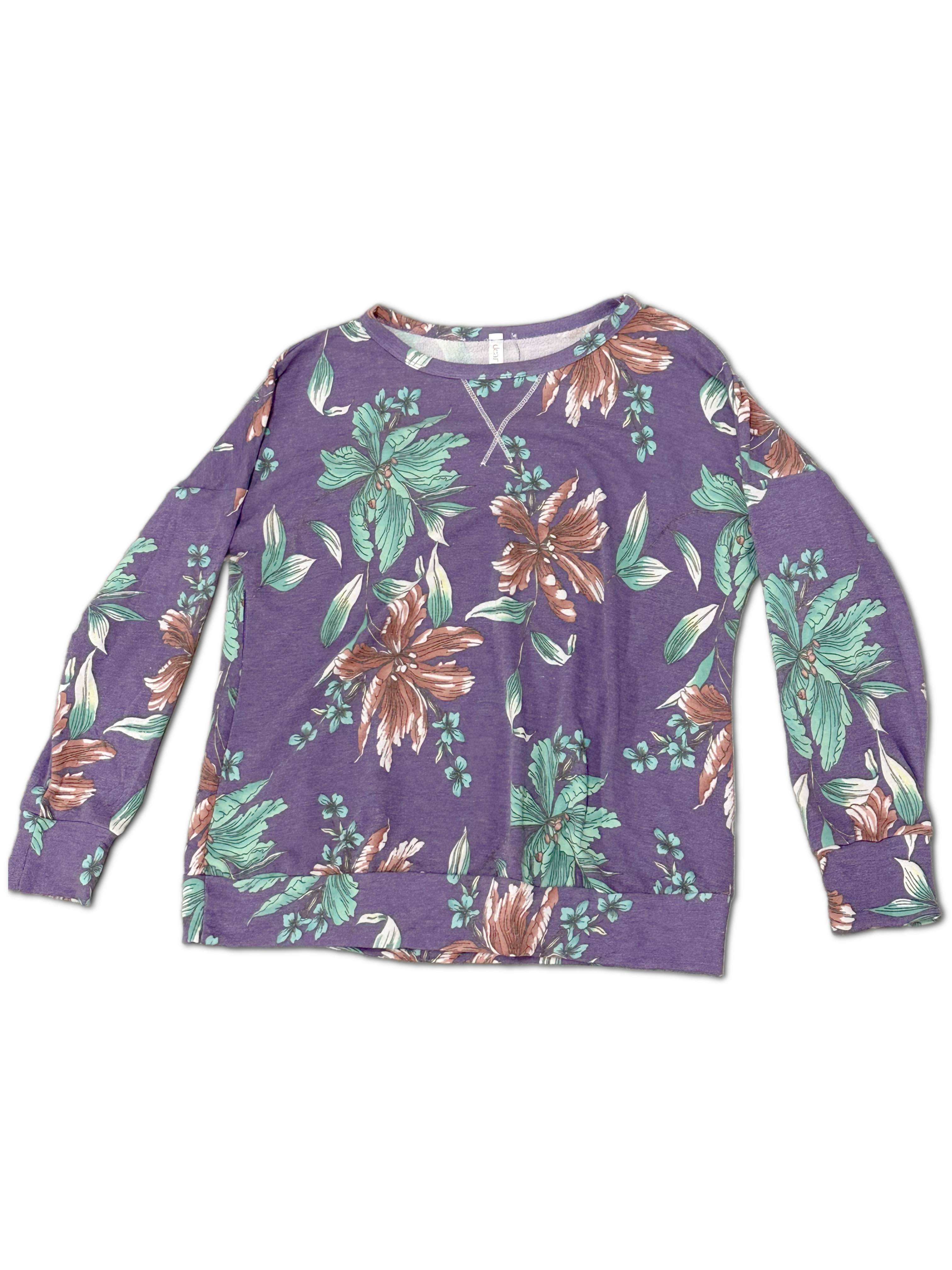 Dear Scarlett Weekend Blooms Purple Floral Long Sleeve Top Shirts & Tops