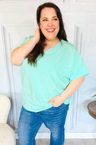 Haptics Weekend Ready Mint Drop Shoulder V Neck Woven Top Final Sale Haptics