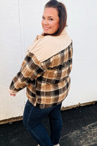 Haptics Taupe Corduroy & Plaid Sherpa Button Jacket Haptics