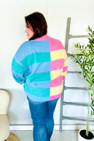 Haptics Blush & Blue Stripe Color Block Knit Sweater