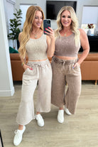 Zenana Acid Wash Wide Leg Sweatpants in Mocha Ave Shops