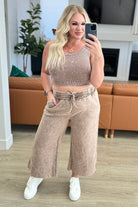 Zenana Acid Wash Wide Leg Sweatpants in Mocha Ave Shops