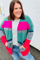 Haptics Magenta & Hunter Green Two Tone Cardigan Haptics