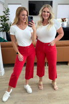 Judy Blue Lisa High Rise Control Top Wide Leg Crop Jeans in Red Ave Shops