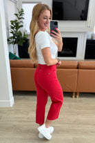 Judy Blue Lisa High Rise Control Top Wide Leg Crop Jeans in Red Ave Shops