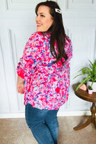 Haptics Feeling Femmi Pink & Fuchsia Floral Peplum Woven Top Final Sale