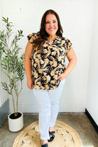 Haptics You Got This Black Paisley Print V Neck Flutter Sleeve Top 2024 Summer Blow Out Sale